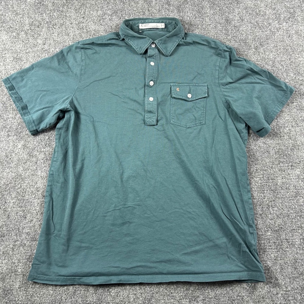 Criquet Polo Shirt Mens Large Green Short‎ Sleeve Organic Cotton Jersey Pocket